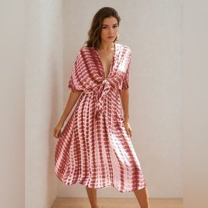LAST ONE 🔥 Tye Dye Knot Front Batwing Sleeve Dress